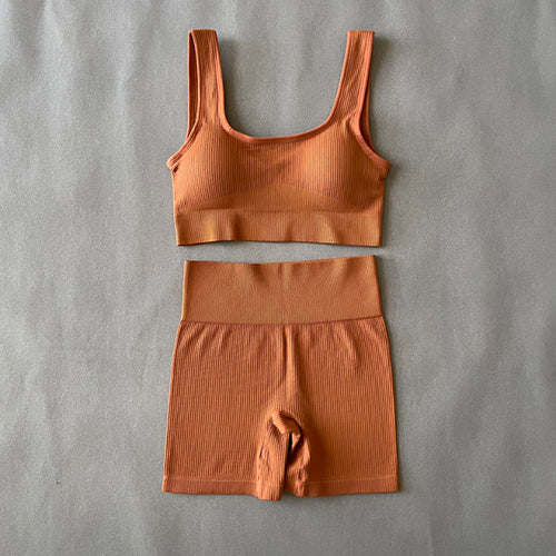 Ribbed Short And Bra Two Pieces - Pitaya Apparel